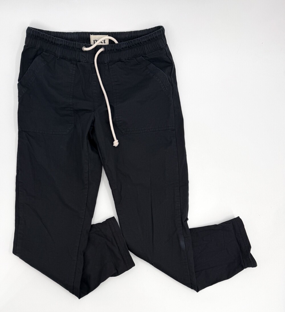Pact Jogger Womens Small Black Elastic Waist Drawstring Organic Cotton Stretch